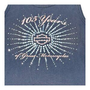 Harley-Davidson 105th Anniversary Women Tank Top XS Rhinestone Bling Biker Shirt